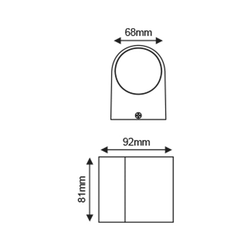 GU10 WALL LUMINAIRE 230V AC SAND BLACK IP65 MAX.35W LG2201GU10B